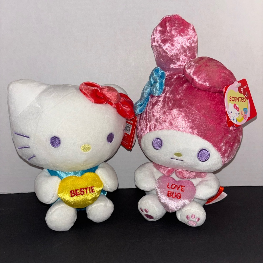 Hello Kitty and My Melody Plush Set - Red and Pink
